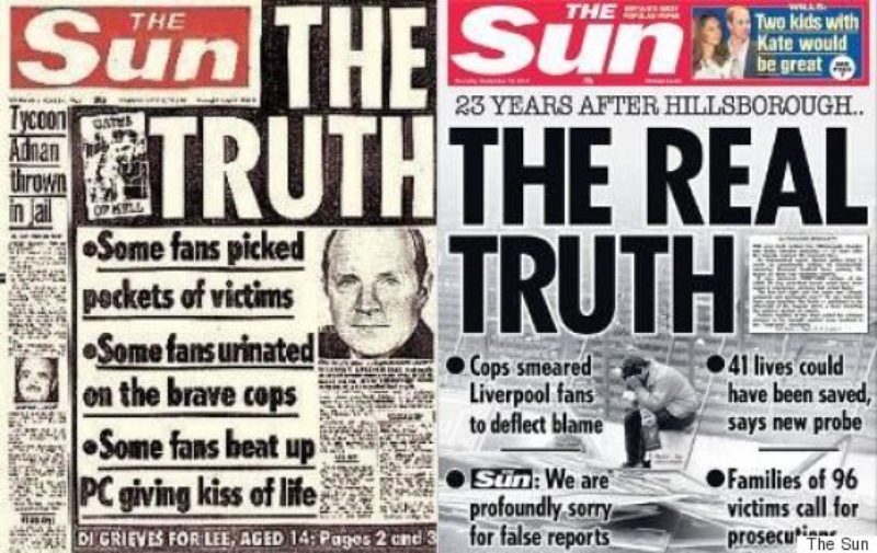 The Sun - Headlines about Hillsborough