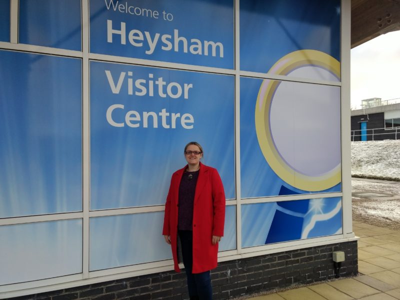 Lizzi Collinge, Prospective Parliamentary Candidate for Morecambe and Lunesdale, at Heysham nuclear power station.
