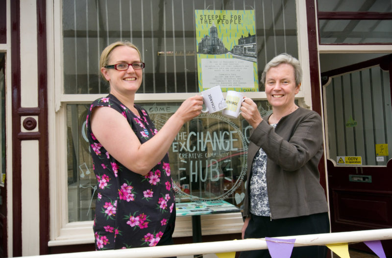 Lizzi Collinge and Margaret Greenwood MP outside the Exchange Creative Community Hub. Photo by Steve Pendrill